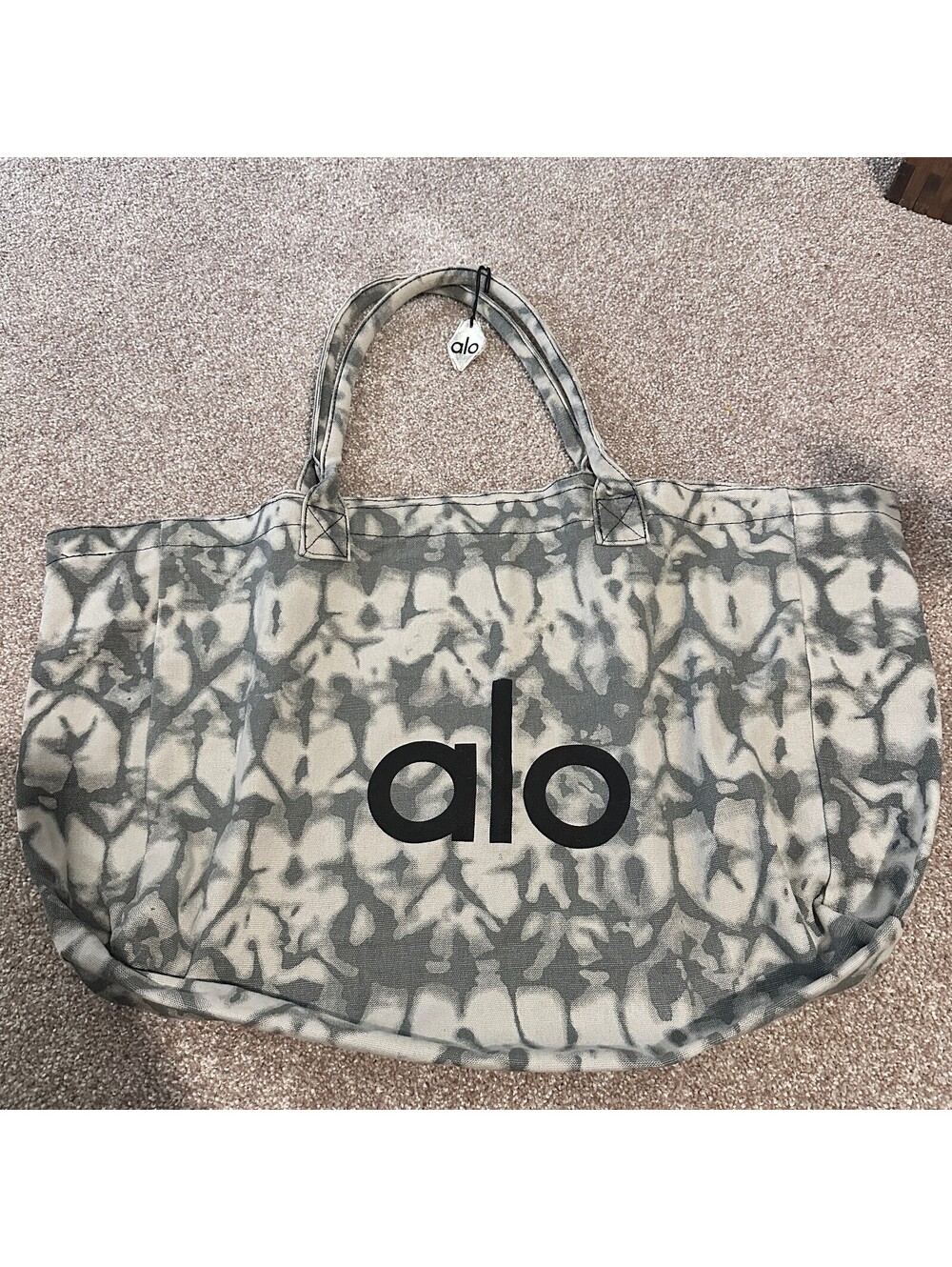 Alo Grey Tie-Dye Canvas Tote Bag